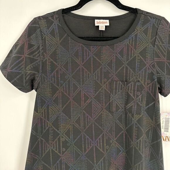 NWT Lularoe Black & Embellished Rainbow Color Carlie Dress XXS holographic - Picture 10 of 12